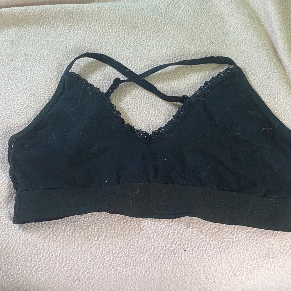 3/$15.  Black Lace Bralette, size large